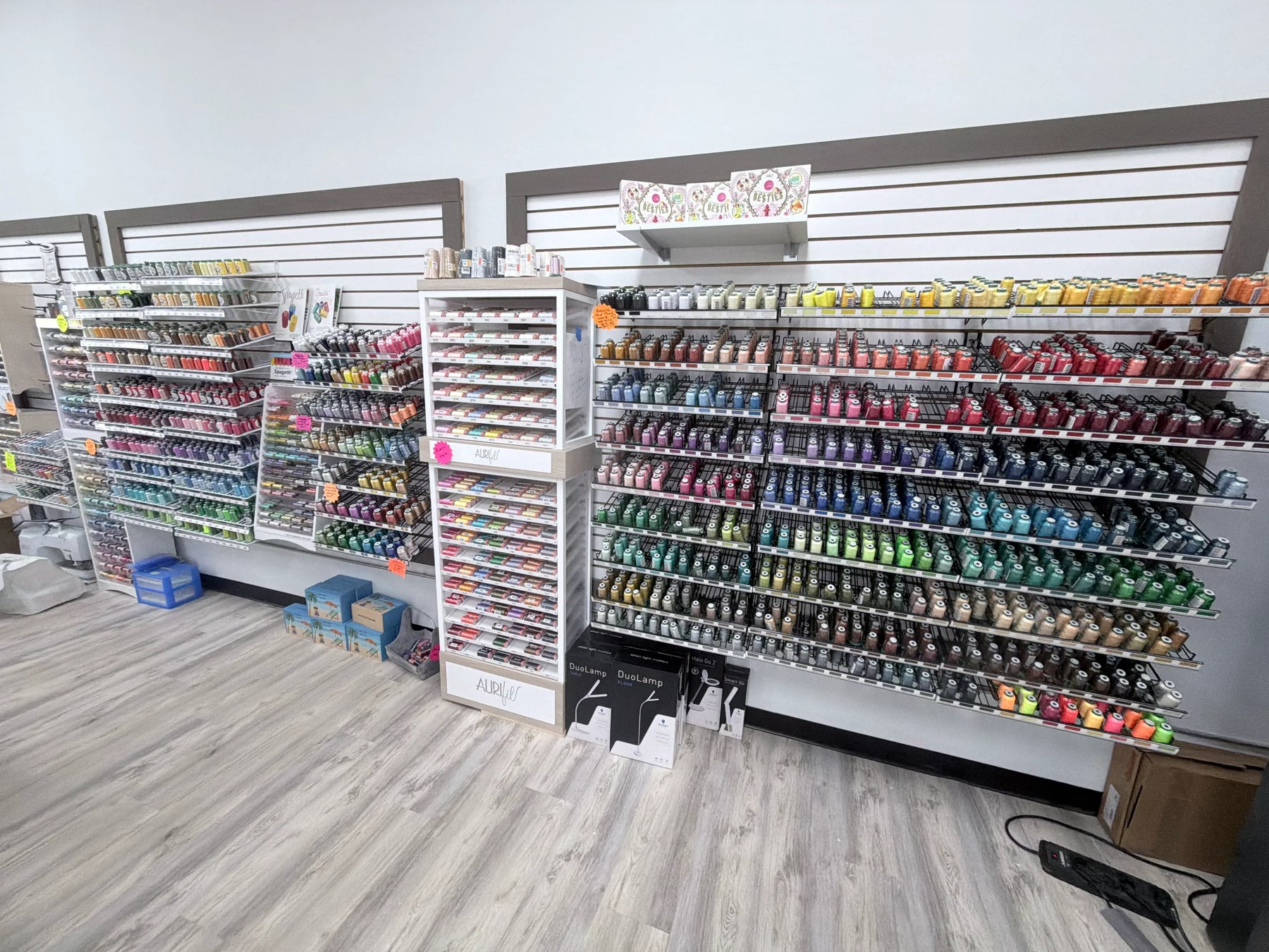 Thread selection at quilt store