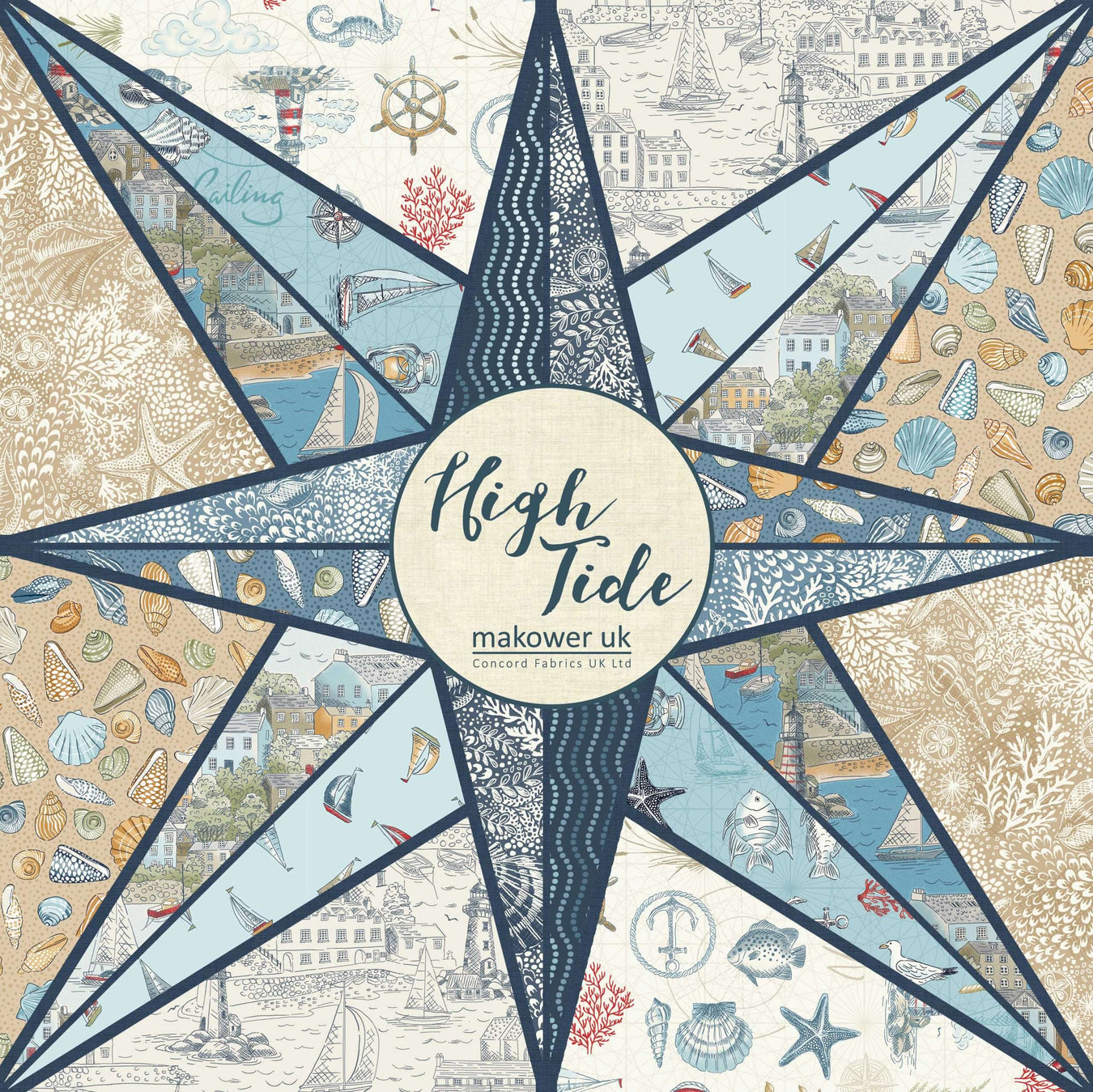 High Tide fabric collection by Makower UK for Andover fabrics