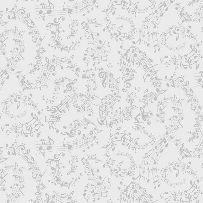 Swirl Music Notes Whiteout fabric collection HUE-C3112