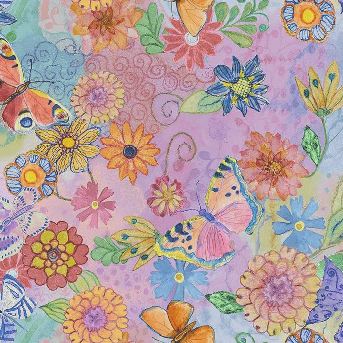 Love Spell Watercolor Butterfly Floral fabric