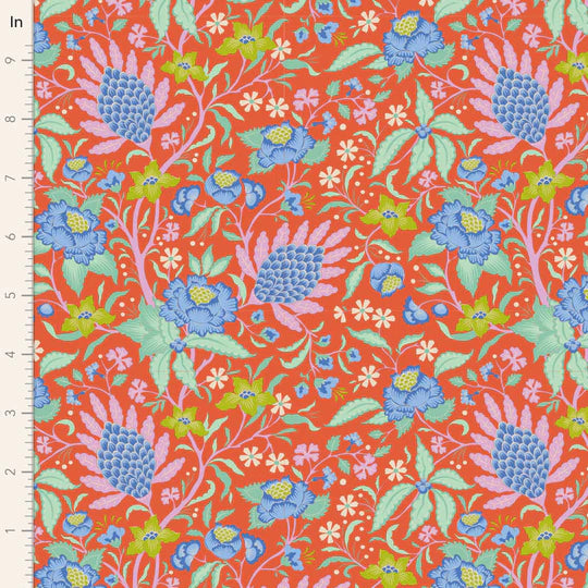 Tilda Bloomsville Flowertangle Persimmon fabric