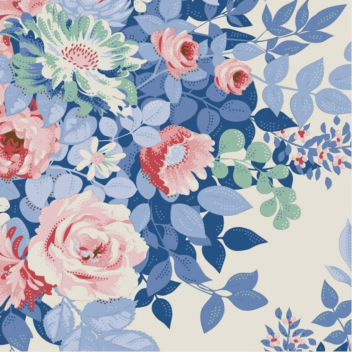 Tilda Something Blue collection Whimsyflower Cream quilting cotton fabric