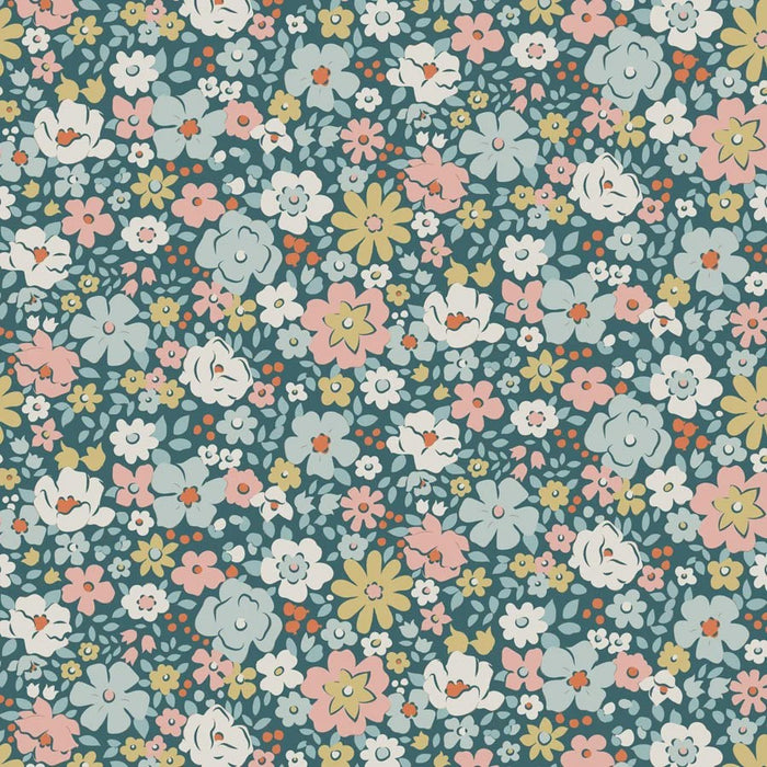Esther Petrol fabric | Tilda's Village Life
