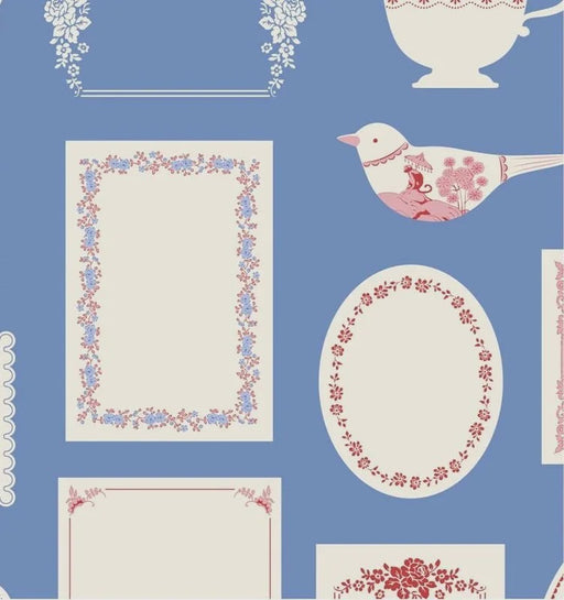 Tilda Something Blue collection Labels and Ornaments Blue quilting cotton fabric