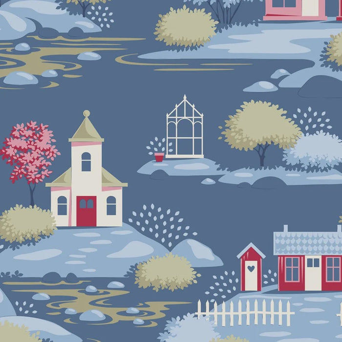 Village Blue fabric | Tilda's Village Life