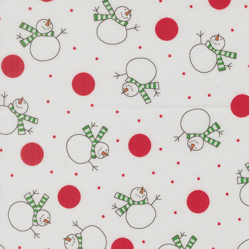 Snow Time Winter White Snowman quilting cotton by Moda Fabrics - cream and white cheerful snowmen print