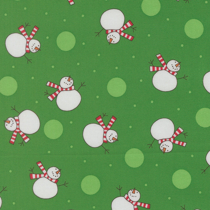 Snow Time Evergreen Snowman quilting cotton by Moda Fabrics - deep evergreen cheerful snowmen print