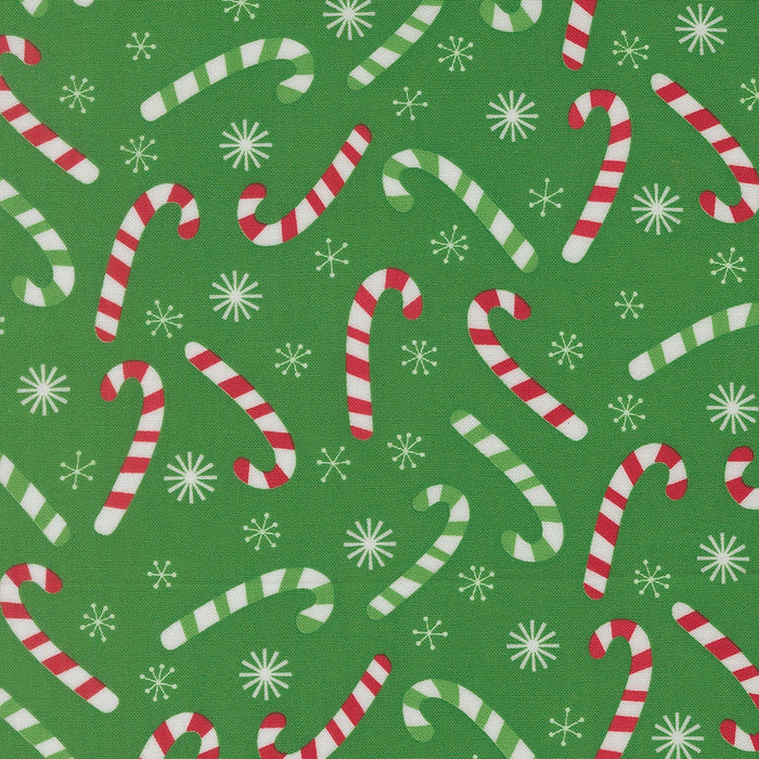 Snow Time Evergreen Candy Cane quilting cotton by Moda Fabrics - deep evergreen candy cane stripe print
