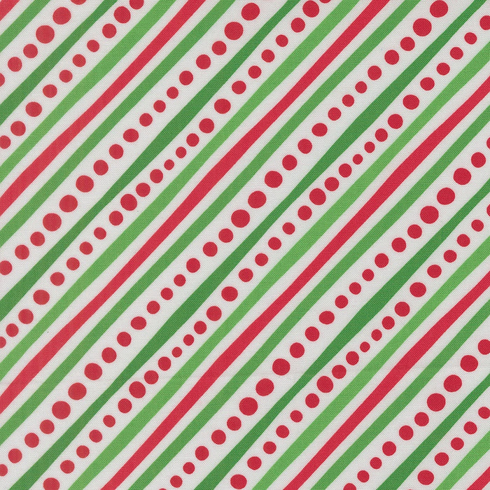 Snow Time Winter White Dotted Bias Stripe quilting cotton by Moda Fabrics - cream and white dotted diagonal bias stripe print