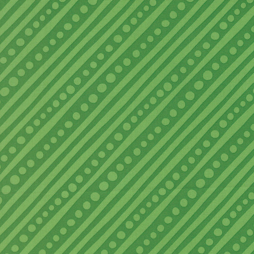 Snow Time Hollyleaf Dotted Bias Stripe quilting cotton by Moda Fabrics - holly green dotted diagonal bias stripe print
