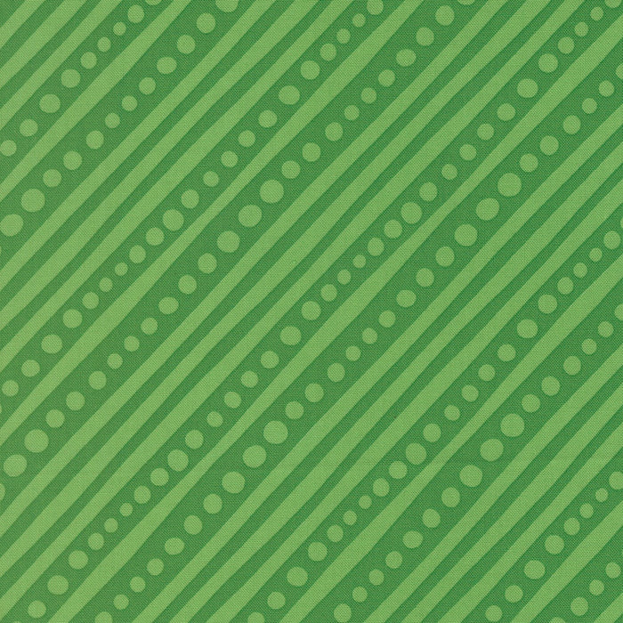 Snow Time Hollyleaf Dotted Bias Stripe quilting cotton by Moda Fabrics - holly green dotted diagonal bias stripe print