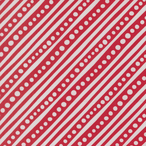 Snow Time Poinsettia Red Dotted Bias Stripe quilting cotton by Moda Fabrics - poinsettia red dotted diagonal bias stripe print