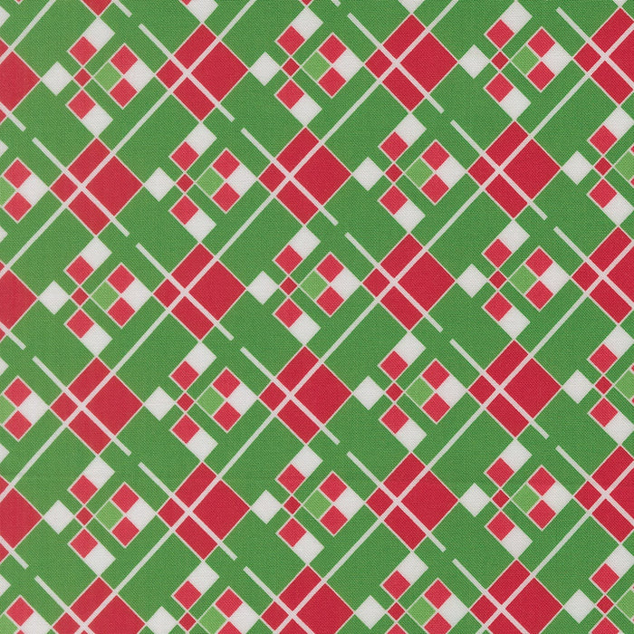 Snow Time Evergreen Plaid quilting cotton by Moda Fabrics - deep evergreen woven-look plaid check print