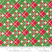 Snow Time Evergreen Plaid fabric shown beside a ruler to display the print scale and repeat width