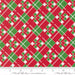 Snow Time Poinsettia Red Plaid fabric shown beside a ruler to display the print scale and repeat width