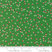 Snow Time Evergreen Jolly Dots fabric shown beside a ruler to display the print scale and repeat width