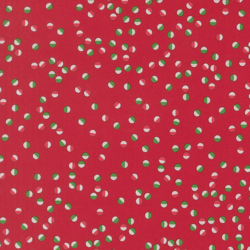 Snow Time Poinsettia Red Jolly Dots quilting cotton by Moda Fabrics - poinsettia red scattered polka dots print