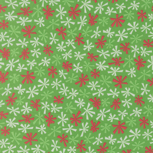 Snow Time Hollyleaf Tinsel quilting cotton by Moda Fabrics - holly green tonal sparkle blender print