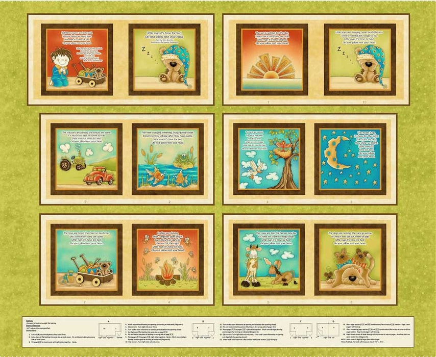 Rest Your Head - Boy Book Panel 2375BP-66 Lime || Little Readers 6 collection