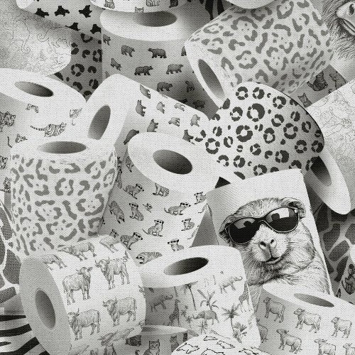 Please Seat Yourself Roll with It Gray quilting cotton fabric by Jim Baldwin for 3Wishes