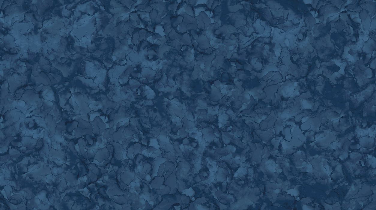 Mirage Navy tonal quilting cotton fabric by Deborah Edwards for Northcott — deep navy blue watercolor print