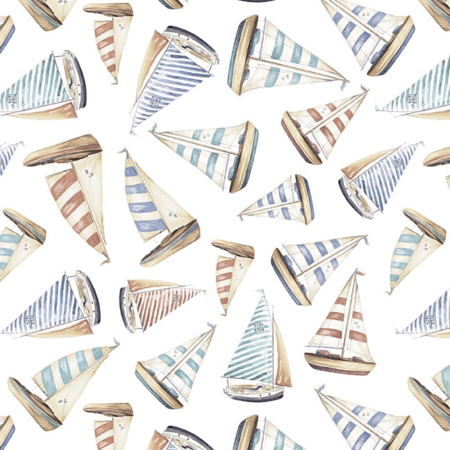 Ocean Oasis 3032-41 Ivory Sailboats Fabric