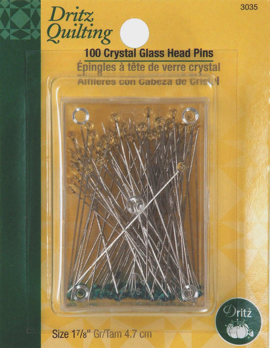 Crystal Glasshead Pins 1-7/8in 100ct #3035