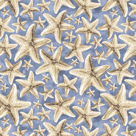 Ocean Oasis 3039-75 Med Blue Starfish Fabric