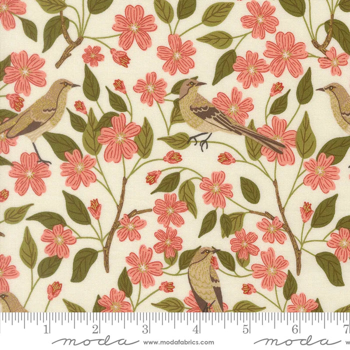 Ladybug Whimsy Blossoms Metallic Eggshell fabric 48441 11M