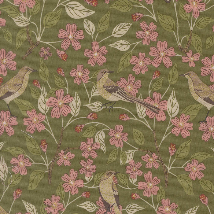 Ladybug Whimsy Blossoms Metallic Grass fabric 48441 17M