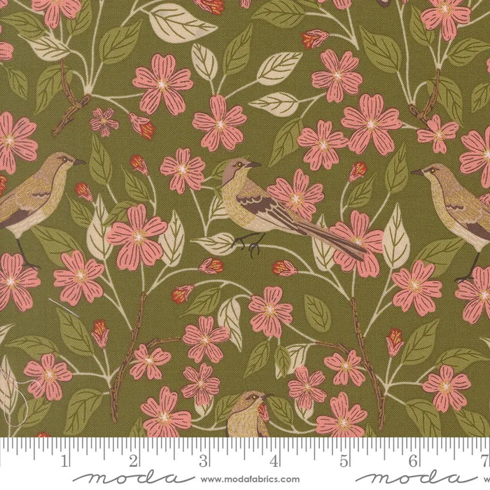 Ladybug Whimsy Blossoms Metallic Grass fabric 48441 17M
