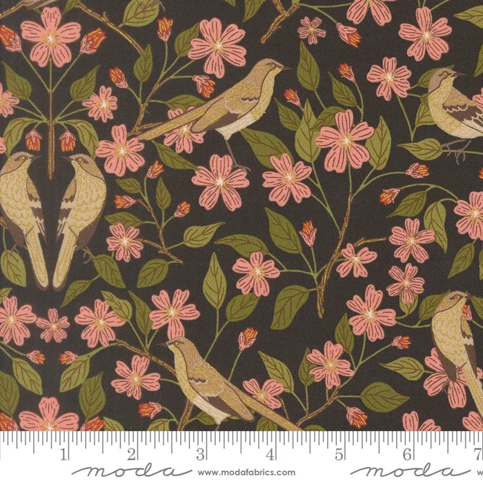 Ladybug Whimsy Blossoms Metallic Midnight fabric 48441 18M