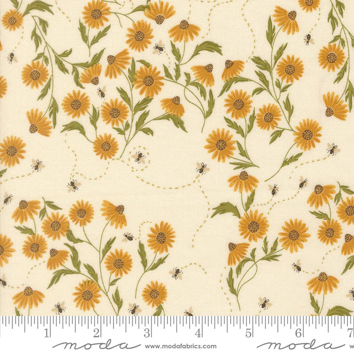 Ladybug Whimsy Cone Flower Metallic Eggshell fabric 48442 11M quilting cotton with metallic accents fabric for Moda – view 2