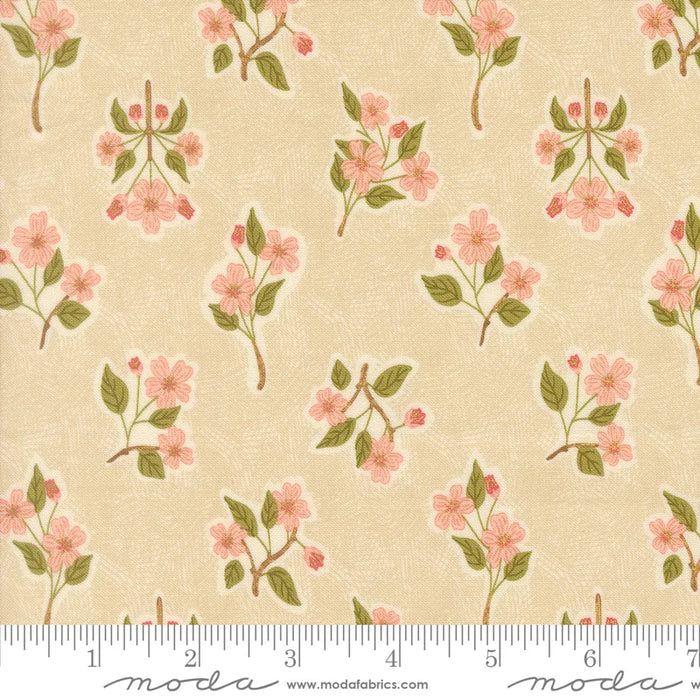 Ladybug Whimsy Apple Blossom Metallic Natural fabric 48443 12M