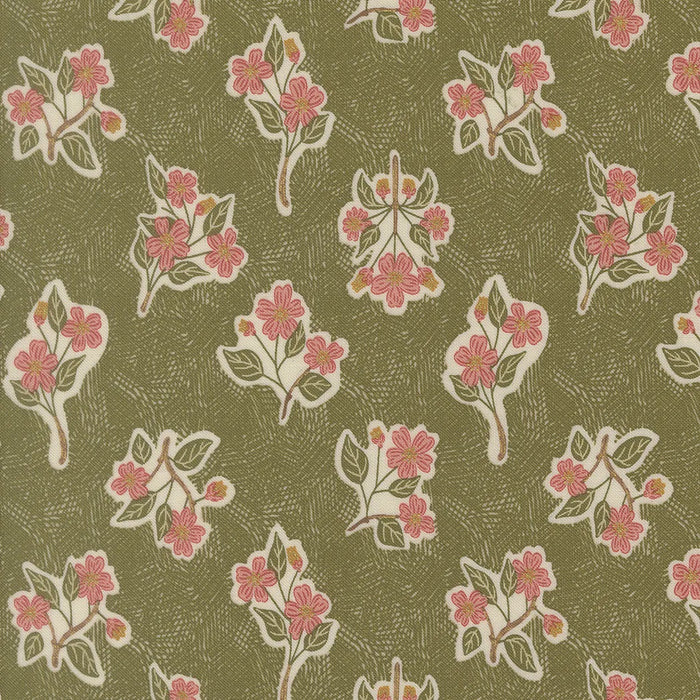 Ladybug Whimsy Apple Blossom Metallic Grass fabric 48443 17M