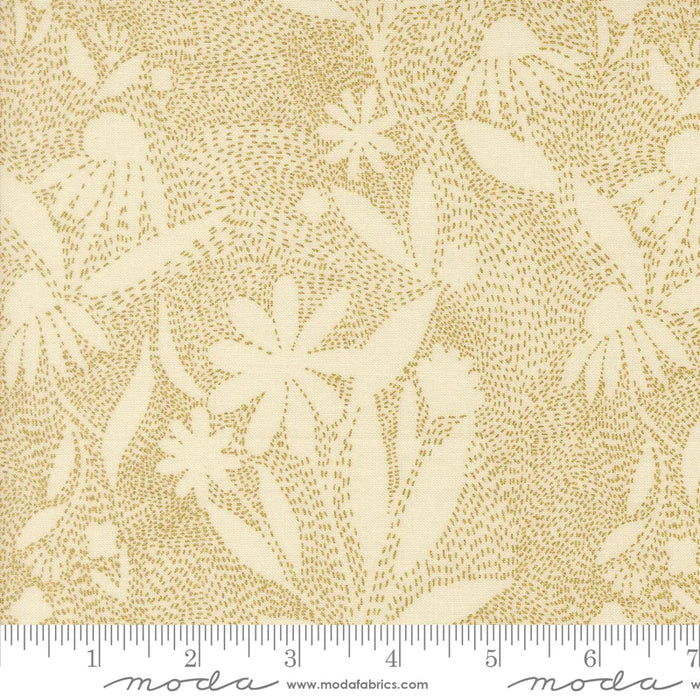 Ladybug Whimsy Outlines Metallic Eggshell fabric 48445 11M quilting cotton with metallic accents fabric for Moda – view 2