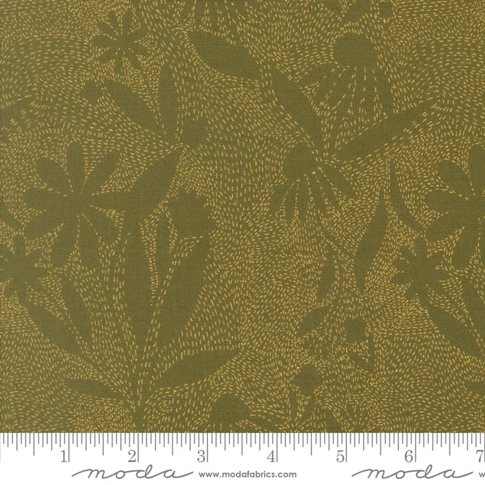 Ladybug Whimsy Outlines Metallic Grass fabric 48445 17M