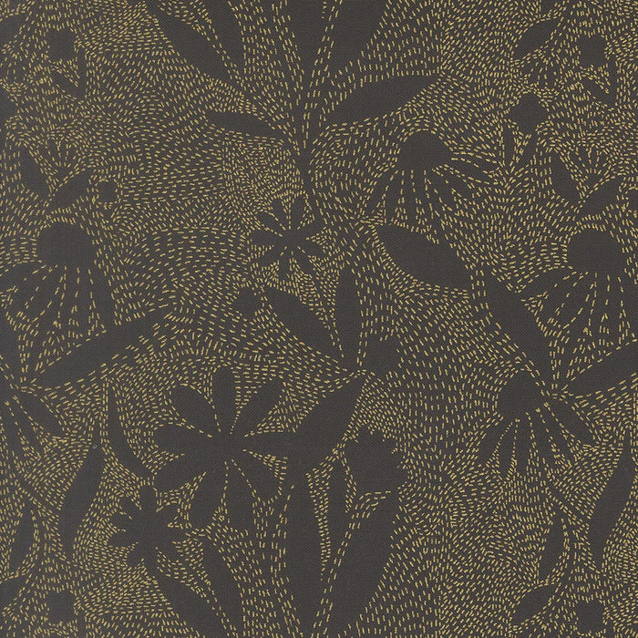 Ladybug Whimsy Outlines Metallic Midnight fabric 48445 18M