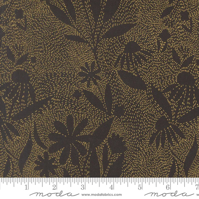 Ladybug Whimsy Outlines Metallic Midnight fabric 48445 18M