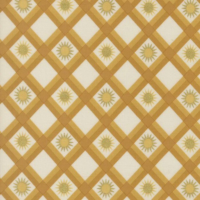 Ladybug Whimsy Plaid Sunshine Metallic Golden fabric 48447 13M quilting cotton with metallic accents fabric for Moda