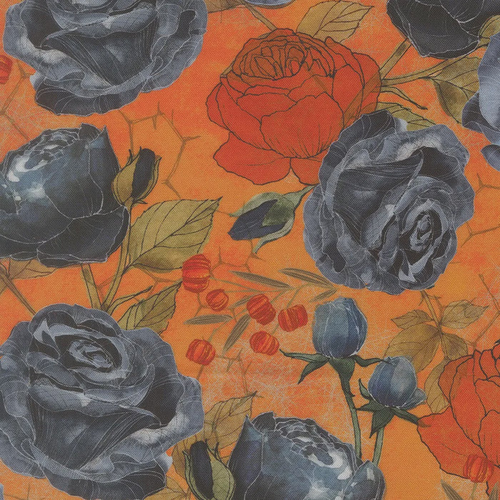 Coven Black Rose Pumpkin fabric