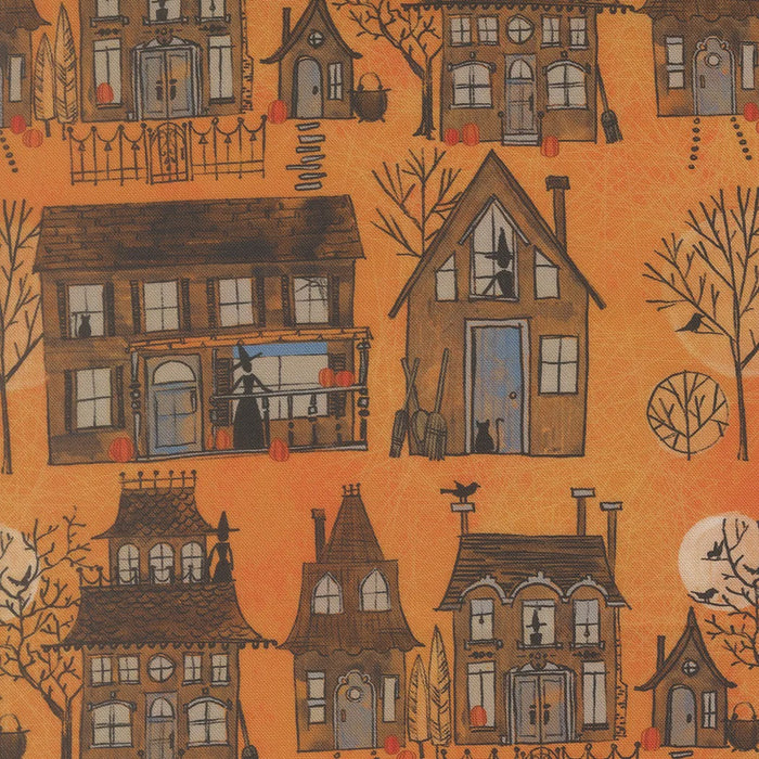 Coven Witch Village Pumpkin fabric