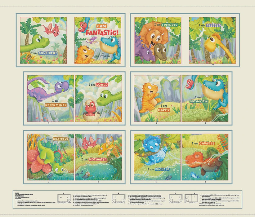 Story Time II I Am Fantastic Book Panel Cream fabric - 4969BP-44