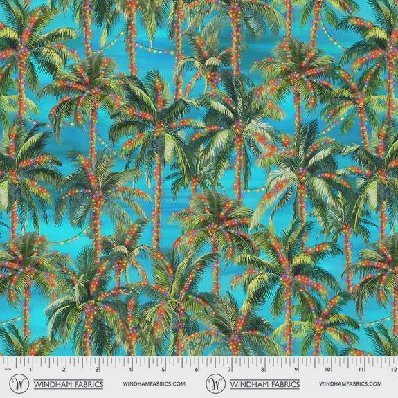 Florida Shop Hop 2026 Trim the Palm Trees Ocean Blue fabric