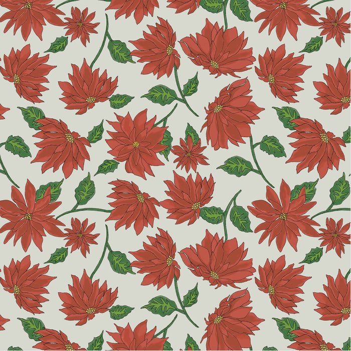 Jolly Collage Holiday Blooms Marshmallow fabric