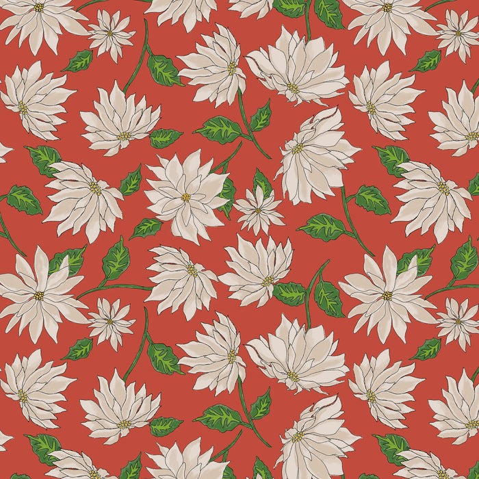 Jolly Collage Holiday Blooms Red fabric