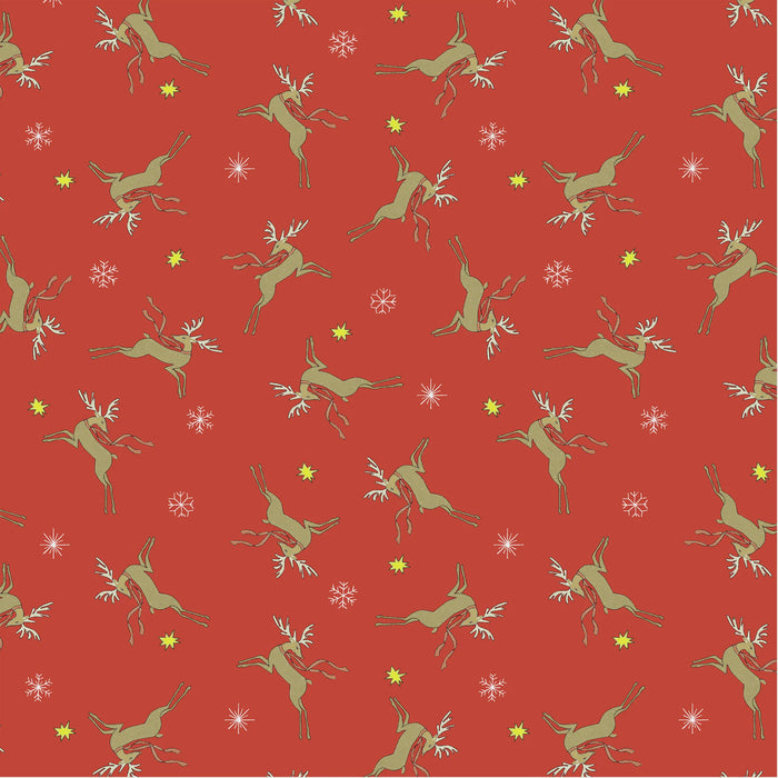 Jolly Collage Oh Deer Red fabric