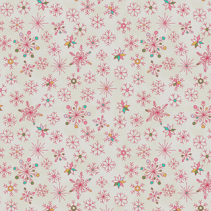 Jolly Collage Snowfall Marshmallow fabric