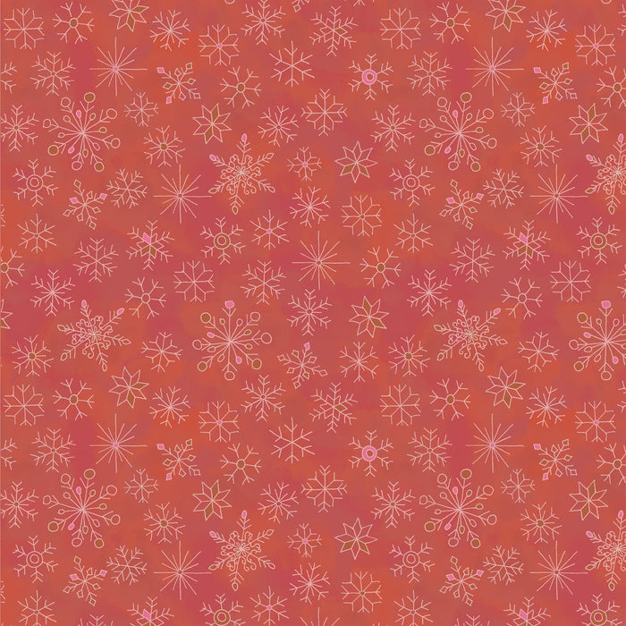 Jolly Collage Snowfall Red fabric