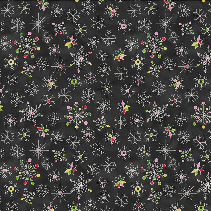 Jolly Collage Snowfall Licorice fabric